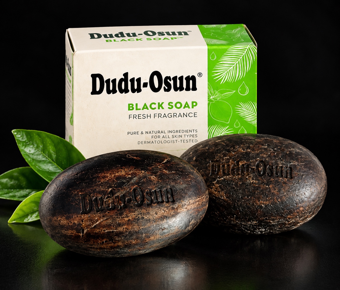 Dudu-Osun Black Soap Fresh Fragrance with two soap bars