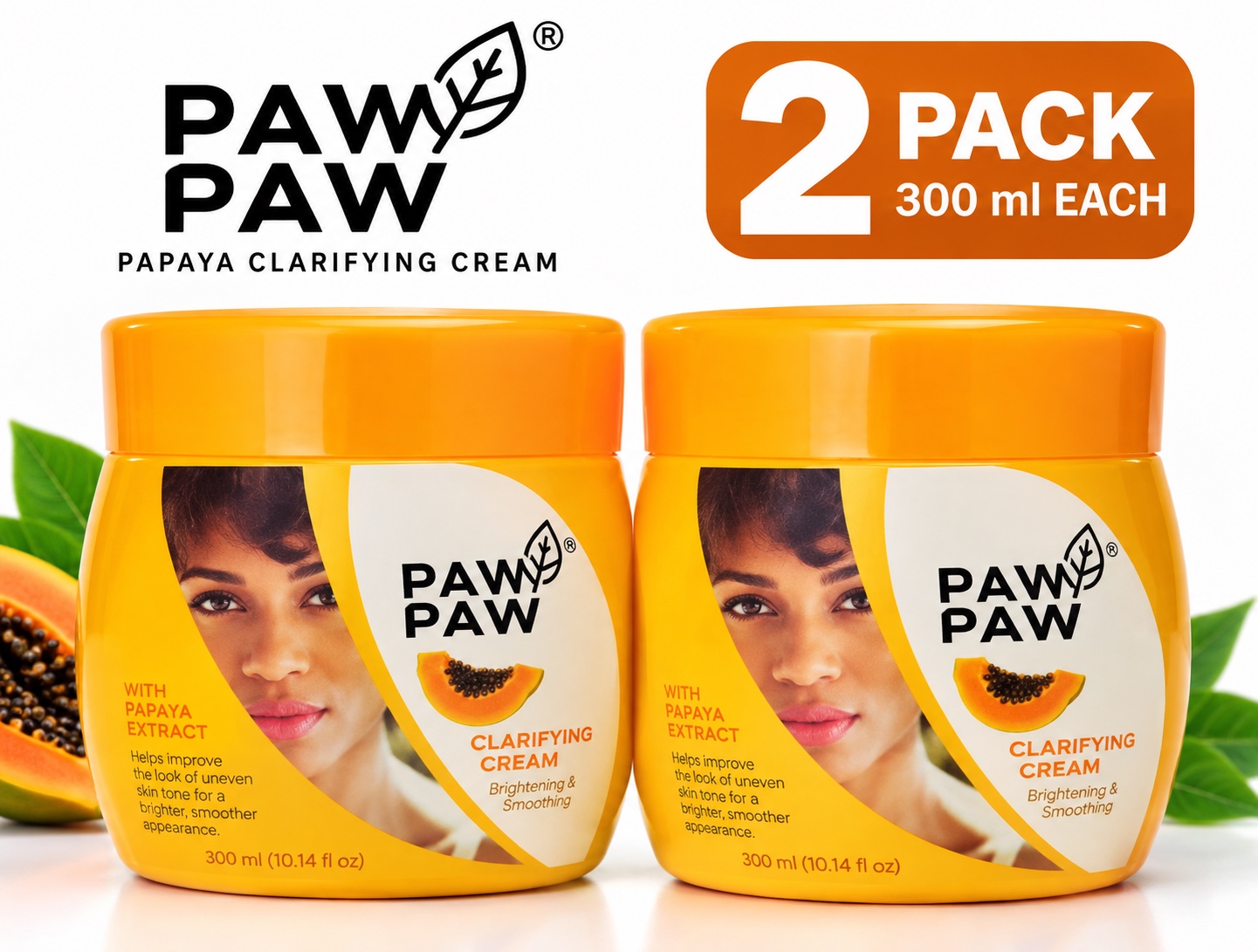 Two 300 ml jars of Paw Paw Papaya Clarifying Cream